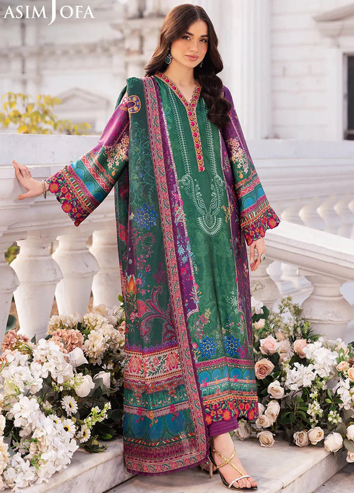 Asim Jofa Embroidered Silk Suits Unstitched 3 Piece AJ25CS AJRS-02 - Formal Collection