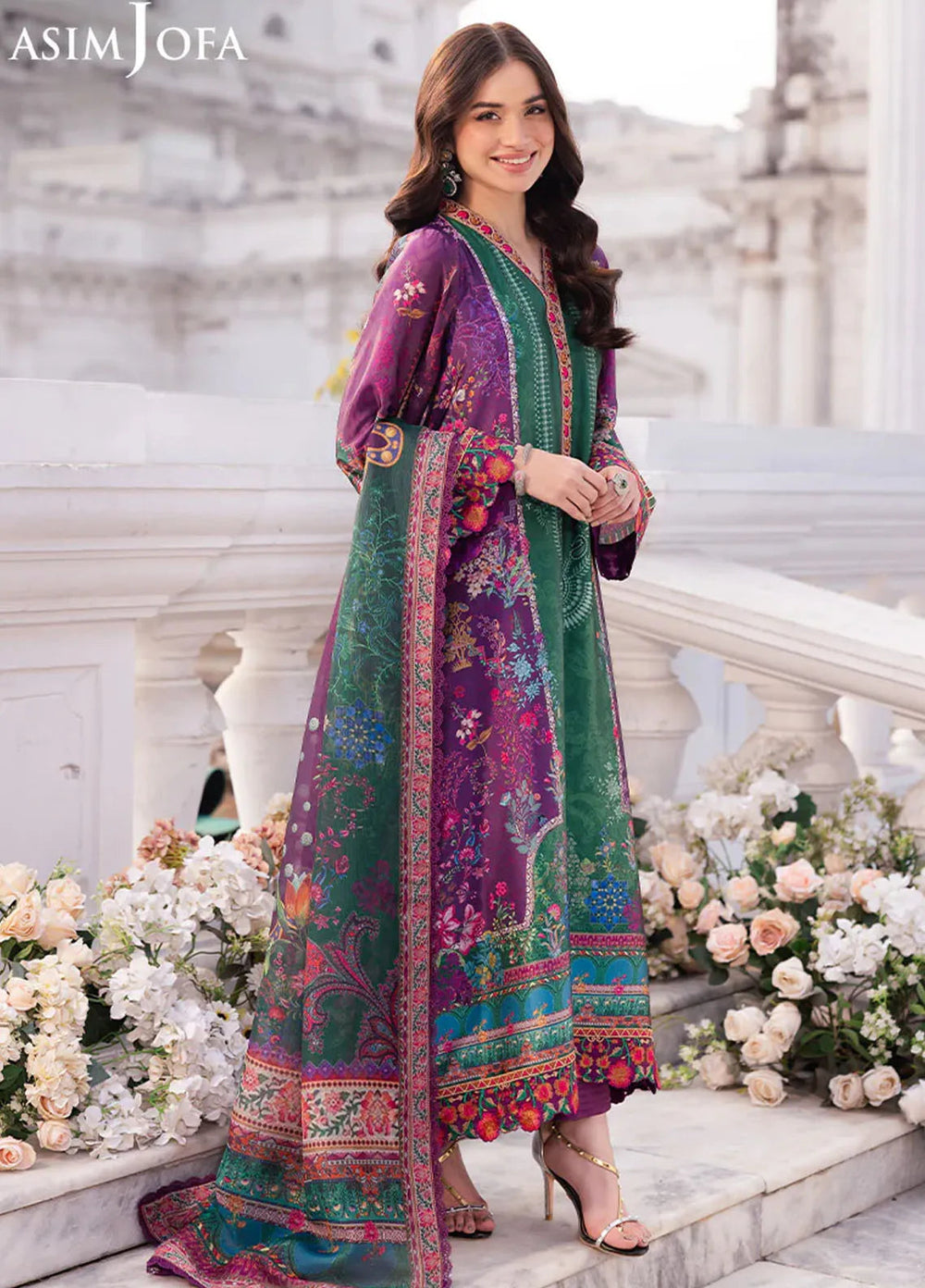 Asim Jofa Embroidered Silk Suits Unstitched 3 Piece AJ25CS AJRS-02 - Formal Collection