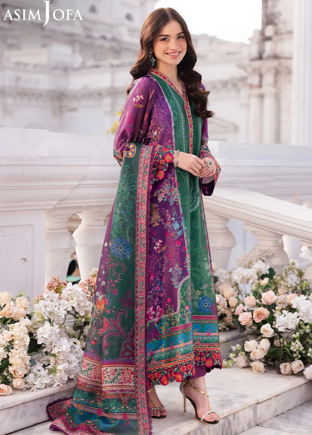 Asim Jofa Embroidered Silk Suits Unstitched 3 Piece AJ25CS AJRS-02 - Formal Collection