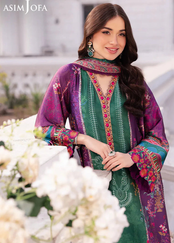 Asim Jofa Embroidered Silk Suits Unstitched 3 Piece AJ25CS AJRS-02 - Formal Collection