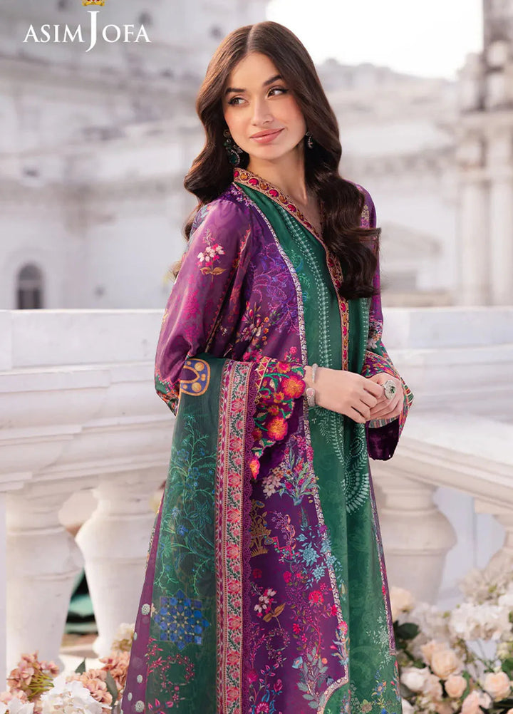 Asim Jofa Embroidered Silk Suits Unstitched 3 Piece AJ25CS AJRS-02 - Formal Collection