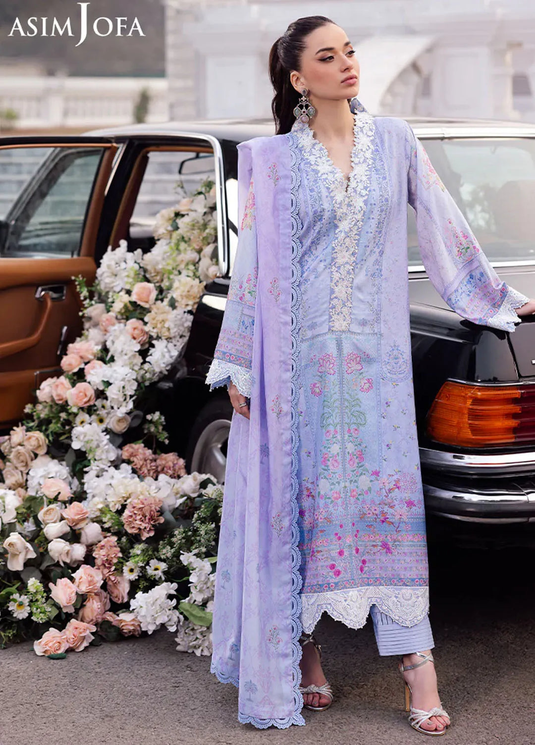 Asim Jofa Embroidered Silk Suits Pret 3 Piece AJ25CS AJRS-08 - Formal Collection