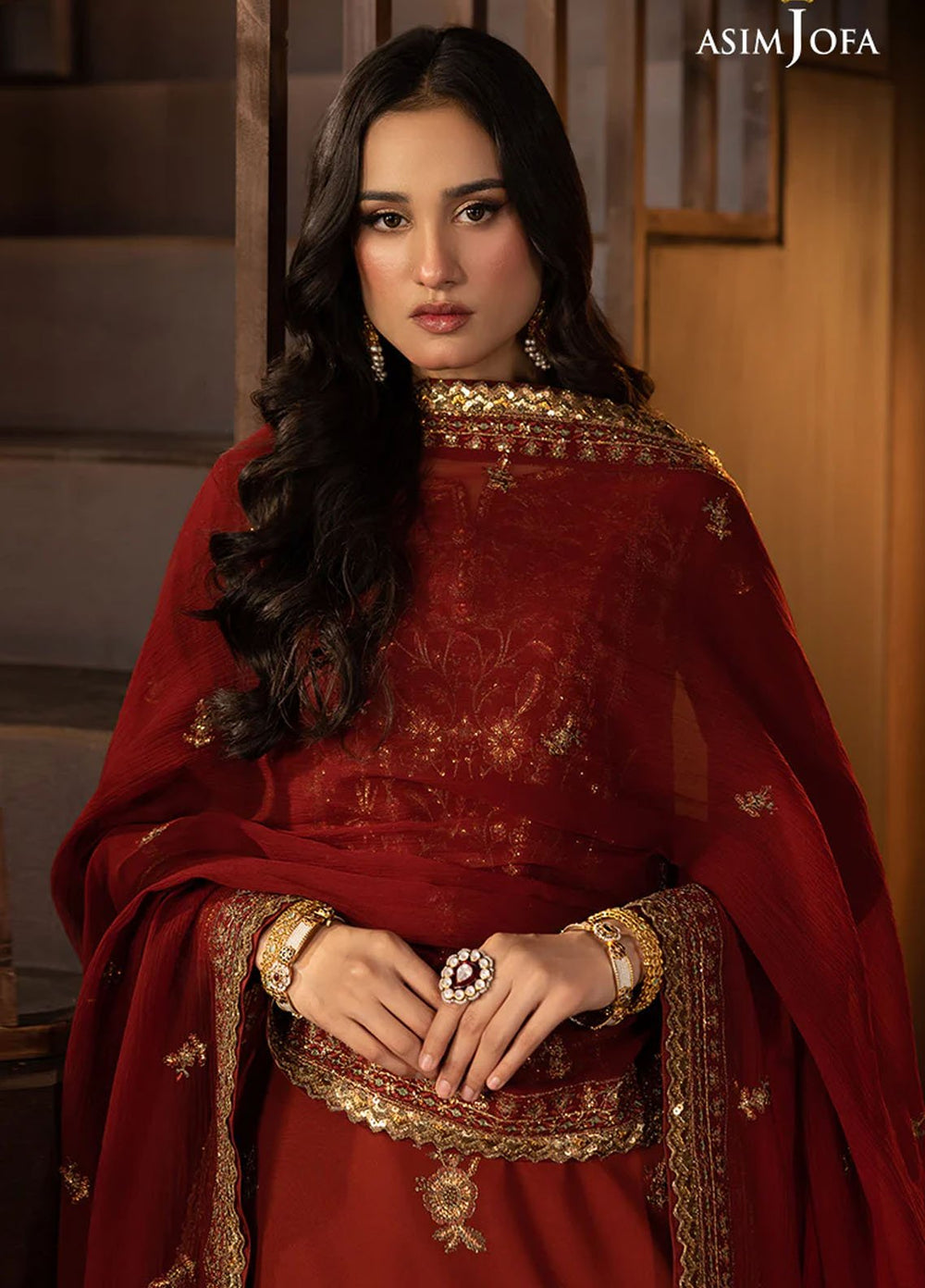 Asim Jofa Embroidered Silk Suits Unstitched 3 Piece AJ25LD AJLLF-18 - Festive Collection