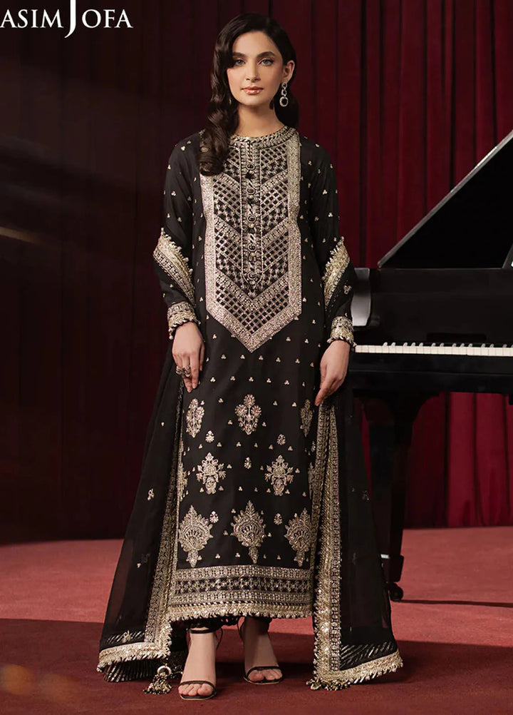 Asim Jofa Embroidered Silk Suits Unstitched 3 Piece AJ25PF AJPF-01 - Festive Collection