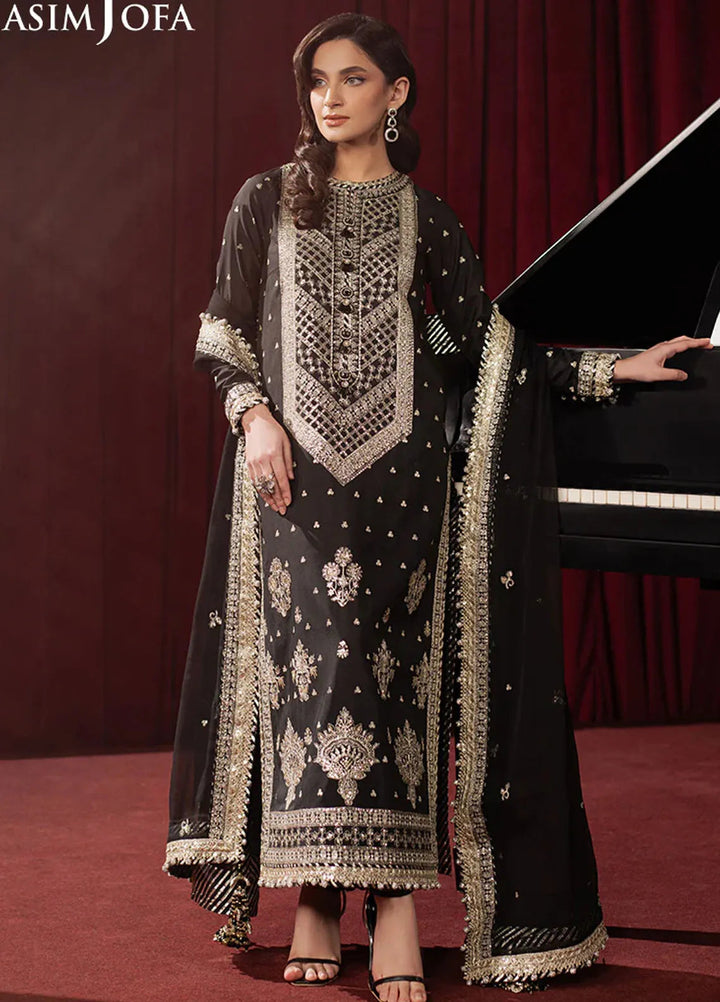 Asim Jofa Embroidered Silk Suits Unstitched 3 Piece AJ25PF AJPF-01 - Festive Collection