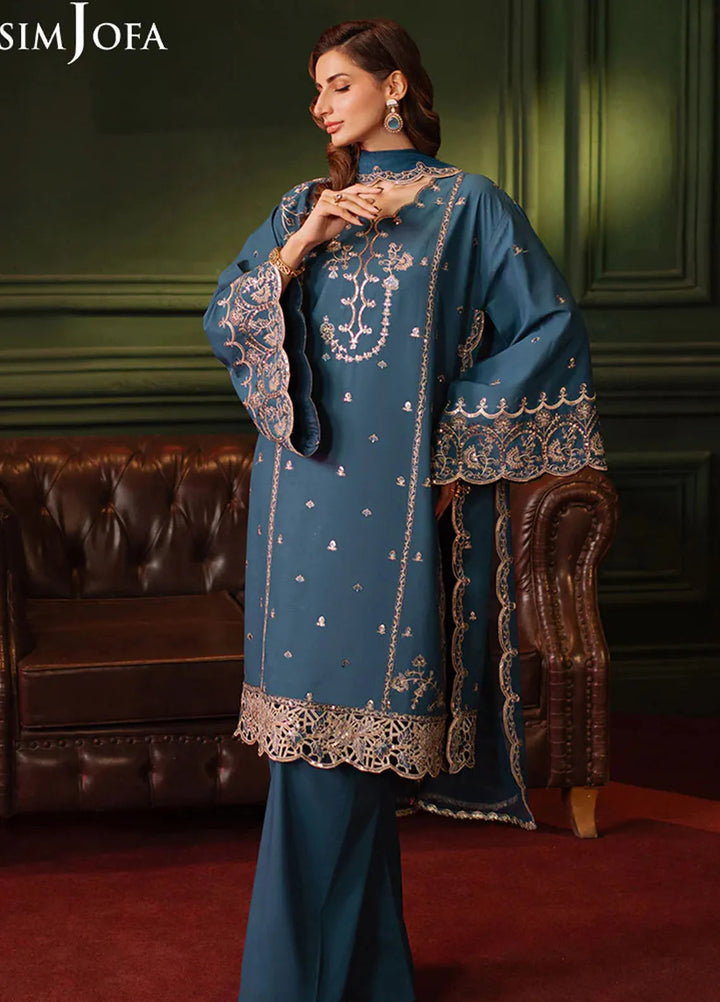 Asim Jofa Embroidered Silk Suits Unstitched 3 Piece AJ25PF AJPF-10 - Festive Collection