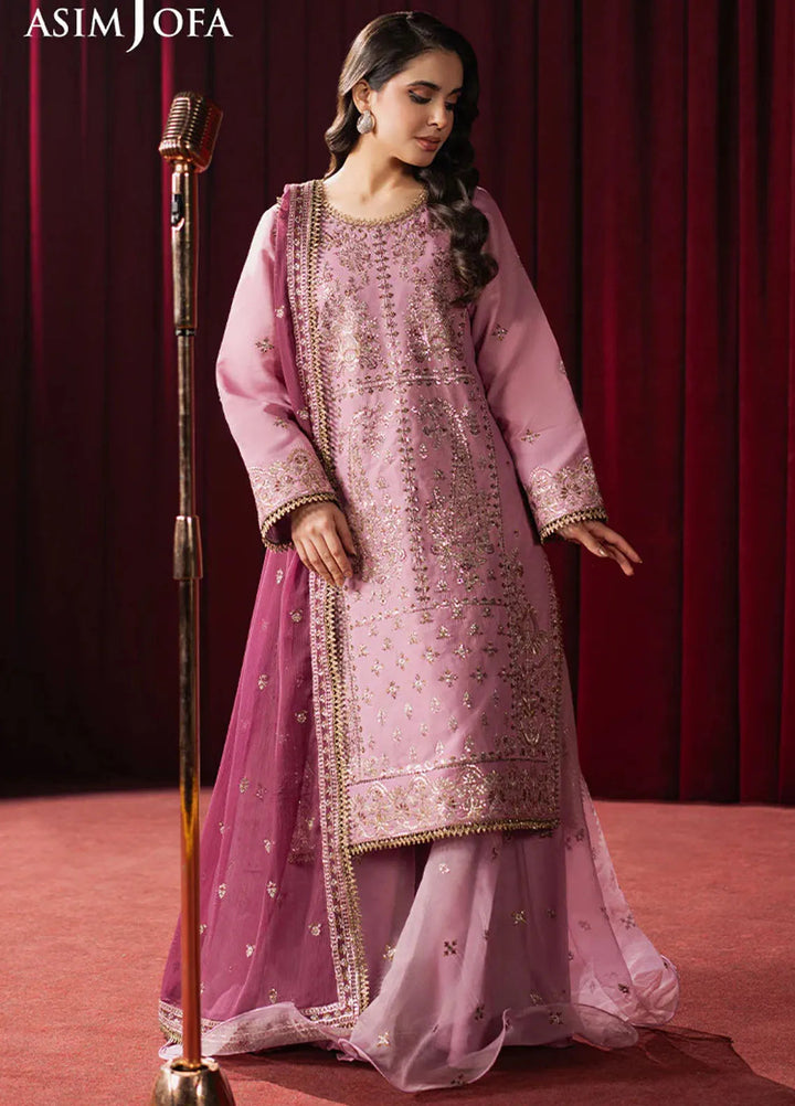 Asim Jofa Embroidered Silk Suits Unstitched 3 Piece AJ25PF AJPF-14 - Festive Collection