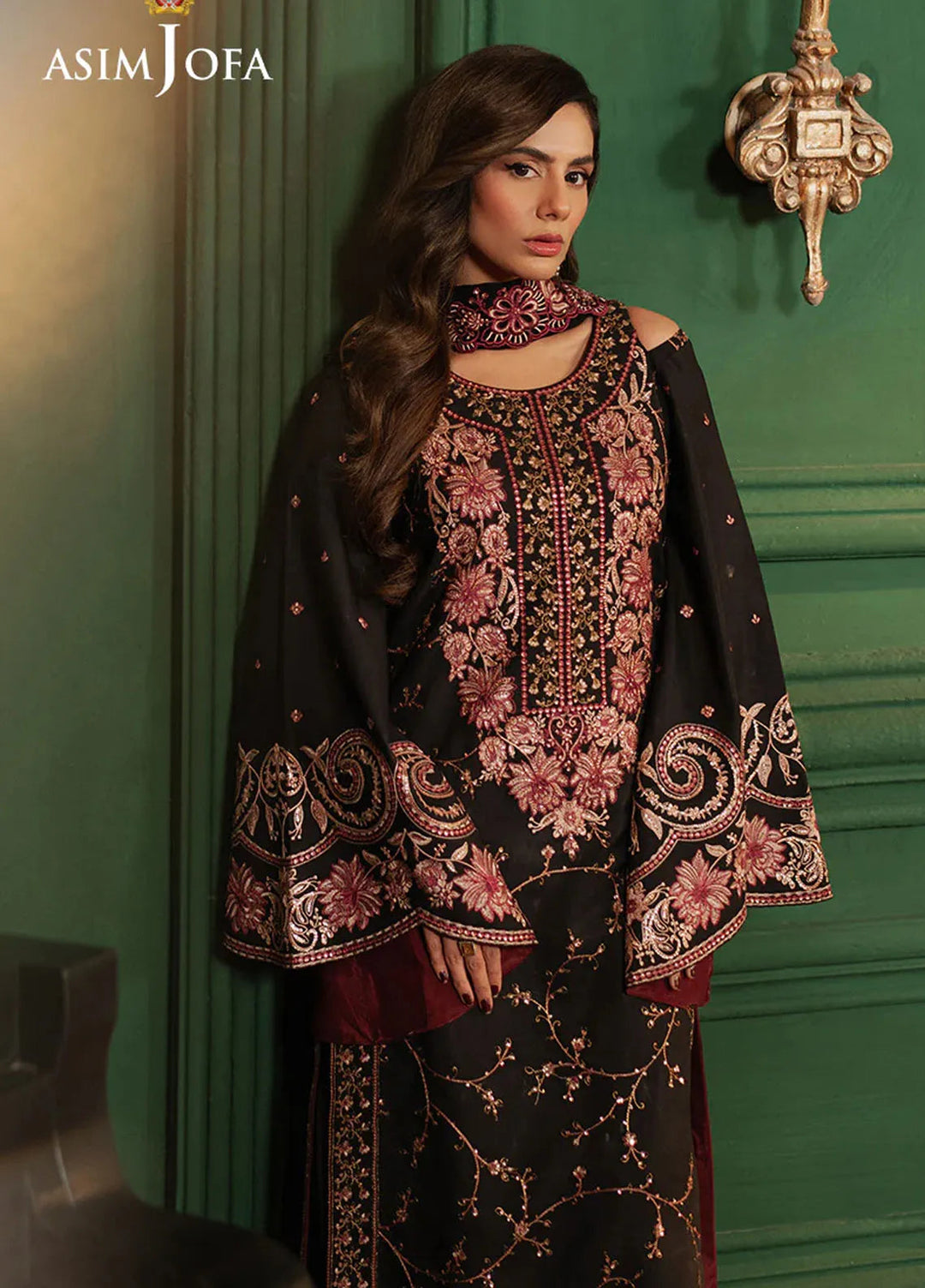 Asim Jofa Embroidered Silk Suits Unstitched 3 Piece AJ25PF AJPF-19 - Festive Collection