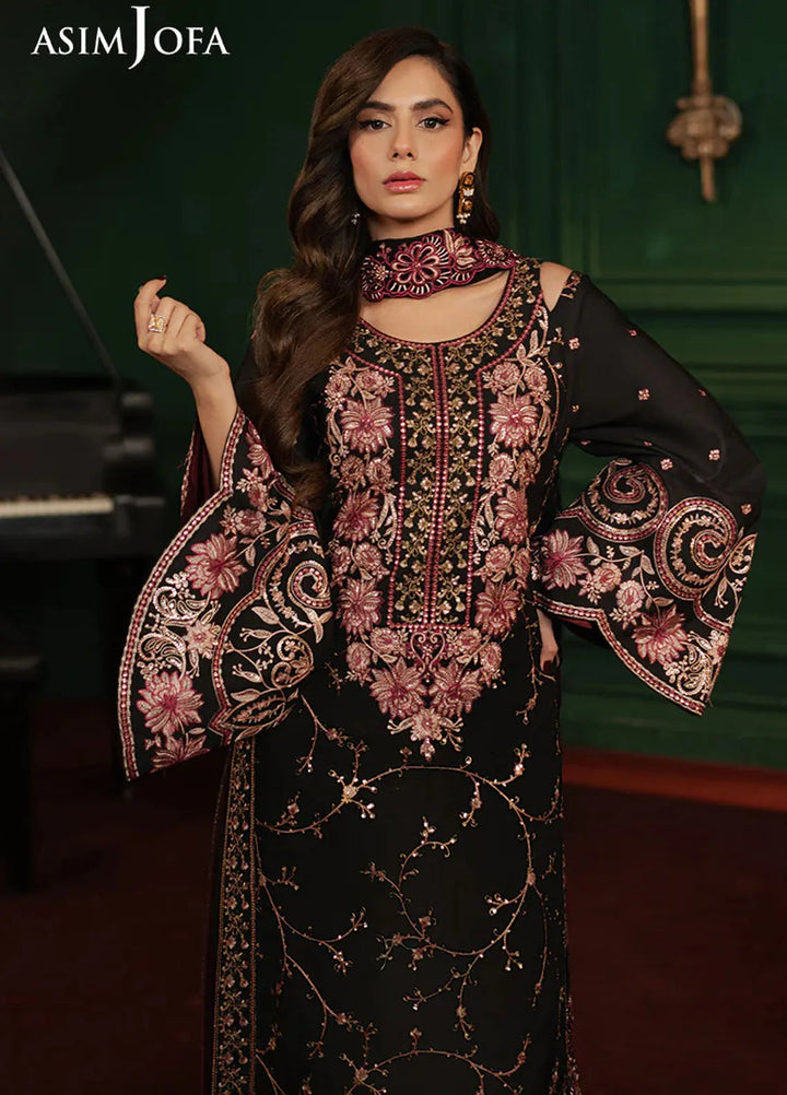 Asim Jofa Embroidered Silk Suits Unstitched 3 Piece AJ25PF AJPF-19 - Festive Collection
