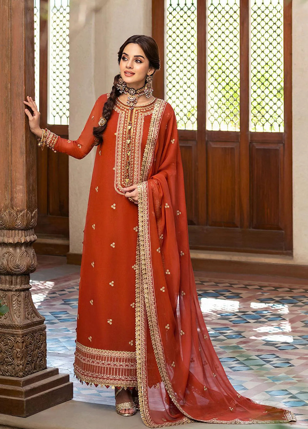 Asim Jofa Embroidered Unstitched Suit 3 Piece AJ23EF AJKM-03 - Festive Collection