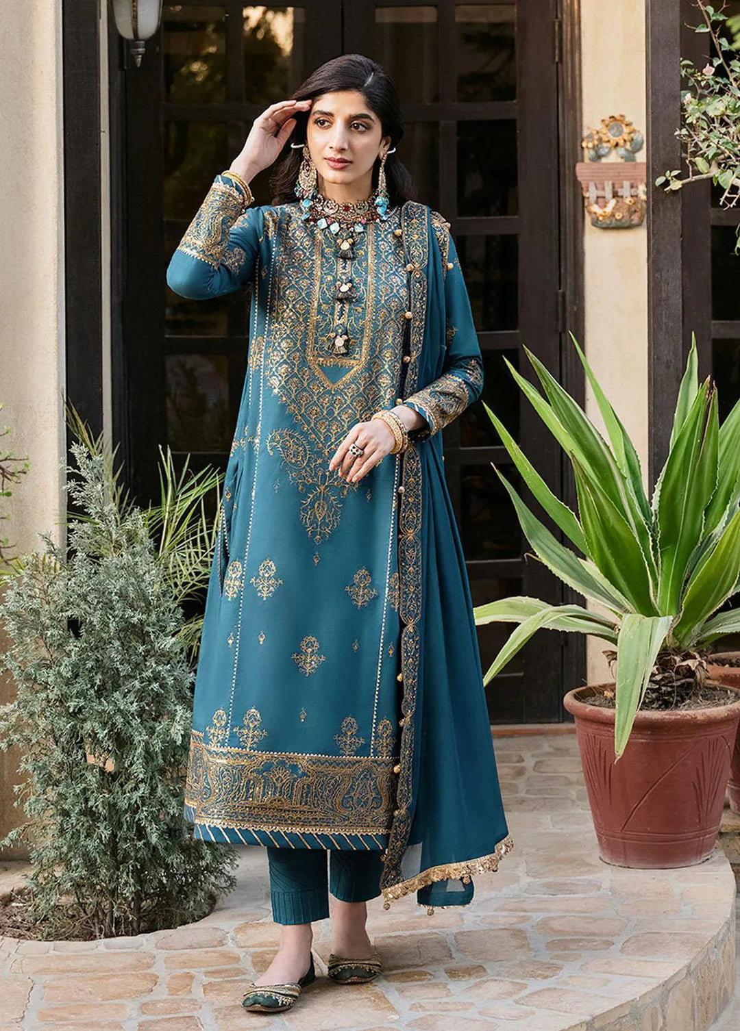 Asim Jofa Embroidered Unstitched Suit 3 Piece AJ23EF AJKM-04 - Festive Collection