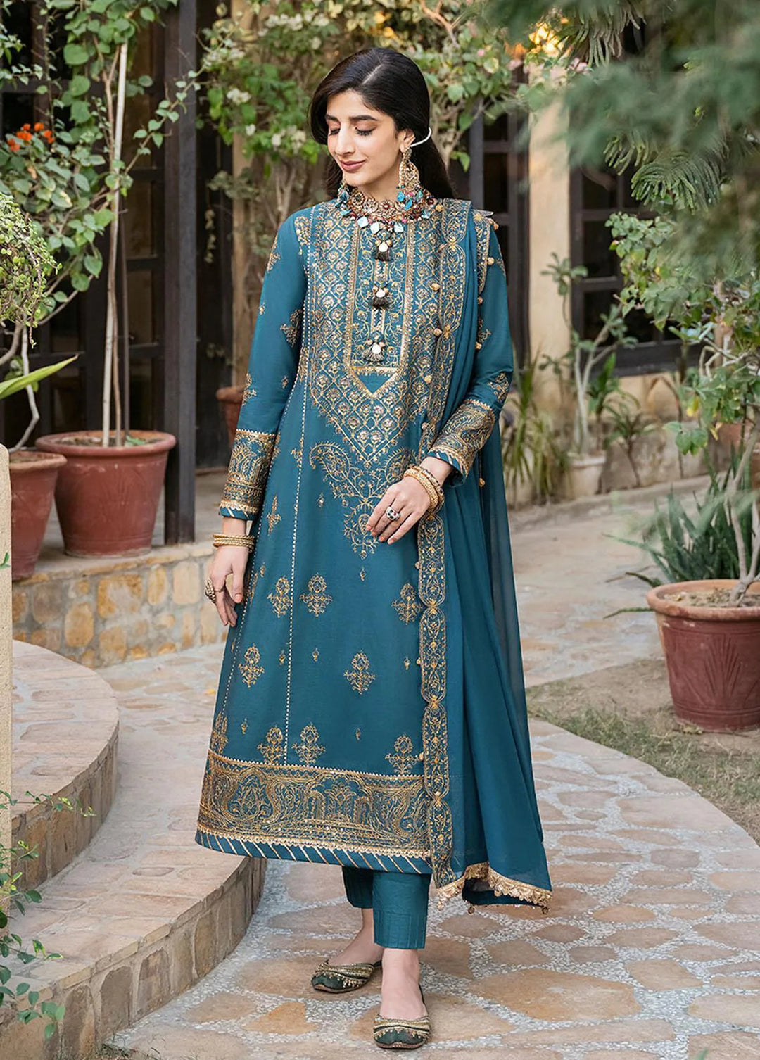 Asim Jofa Embroidered Unstitched Suit 3 Piece AJ23EF AJKM-04 - Festive Collection