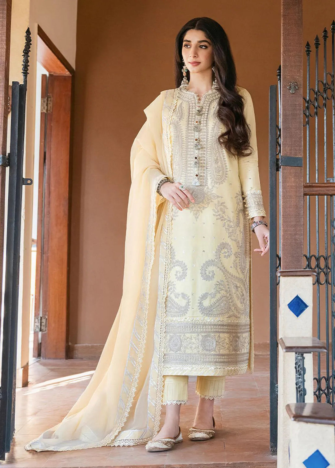 Asim Jofa Embroidered Unstitched Suit 3 Piece AJ23EF AJKM-10 - Festive Collection
