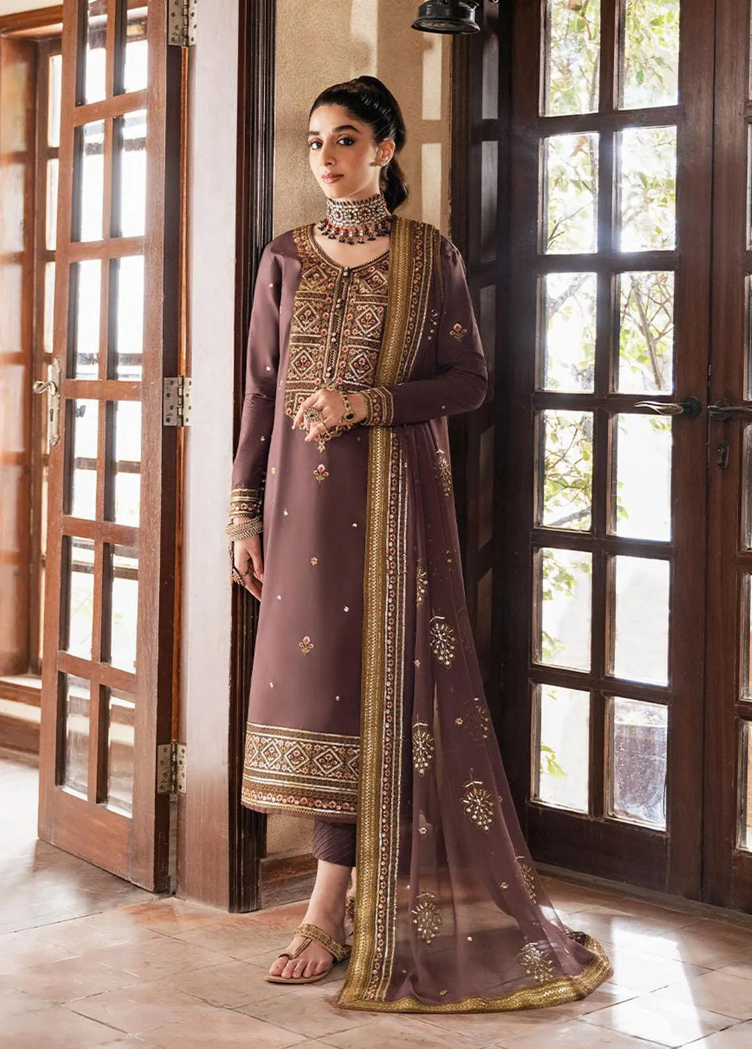Asim Jofa Embroidered Unstitched Suit 3 Piece AJ23EF AJKM-18 - Festive Collection