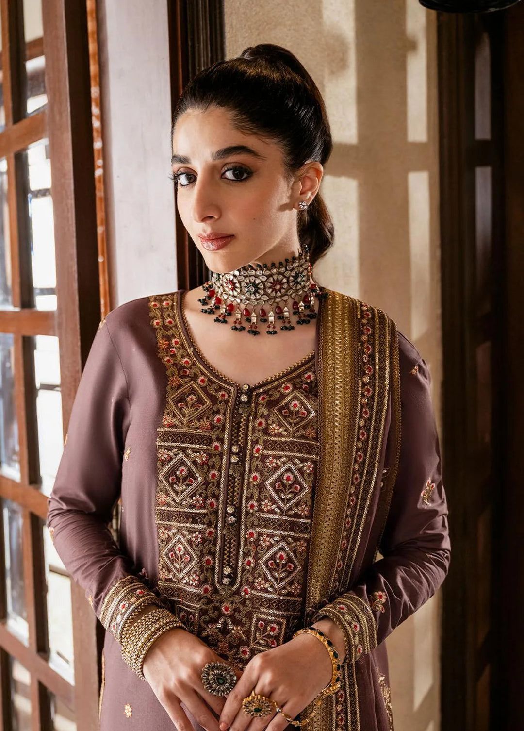 Asim Jofa Embroidered Unstitched Suit 3 Piece AJ23EF AJKM-18 - Festive Collection