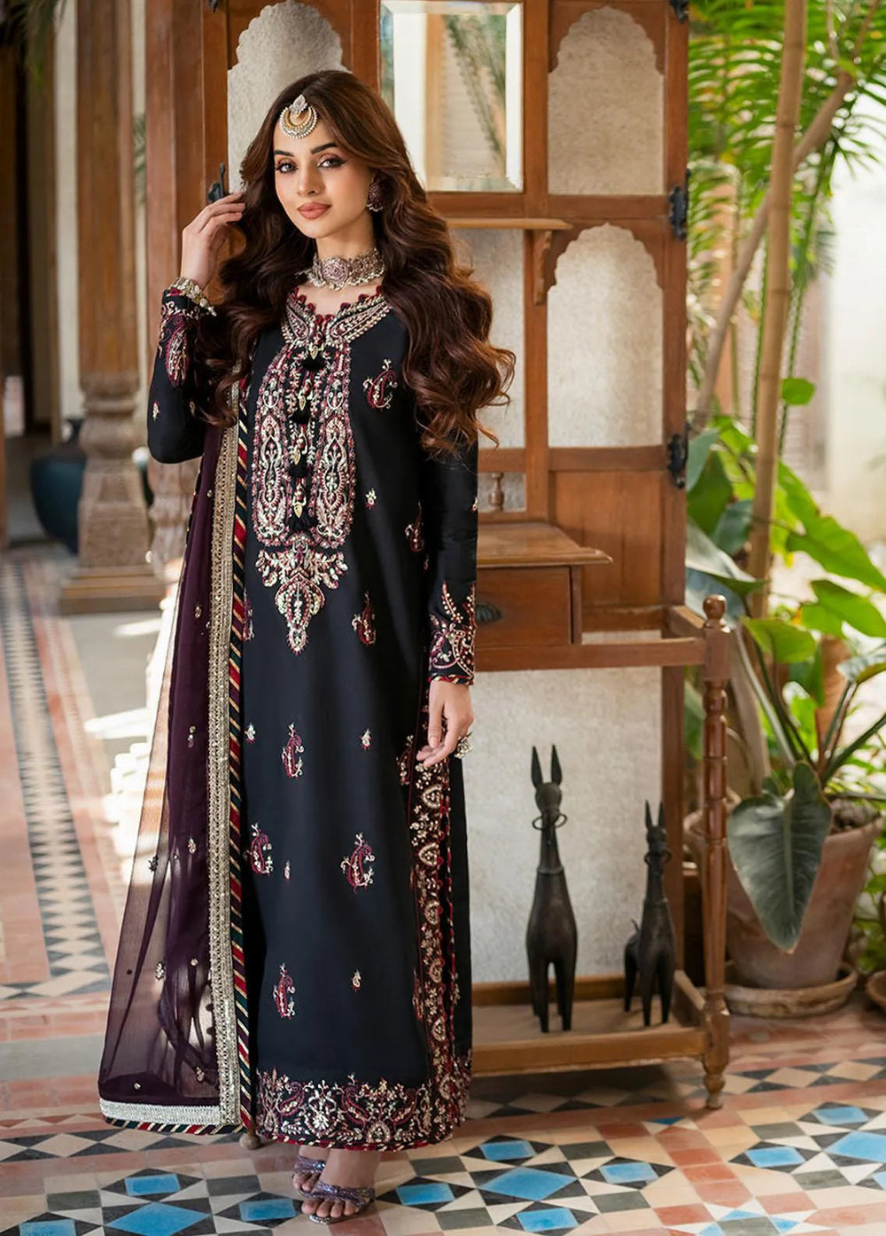 Asim Jofa Embroidered Unstitched Suit 3 Piece AJ23EF AJKM-19 - Festive Collection