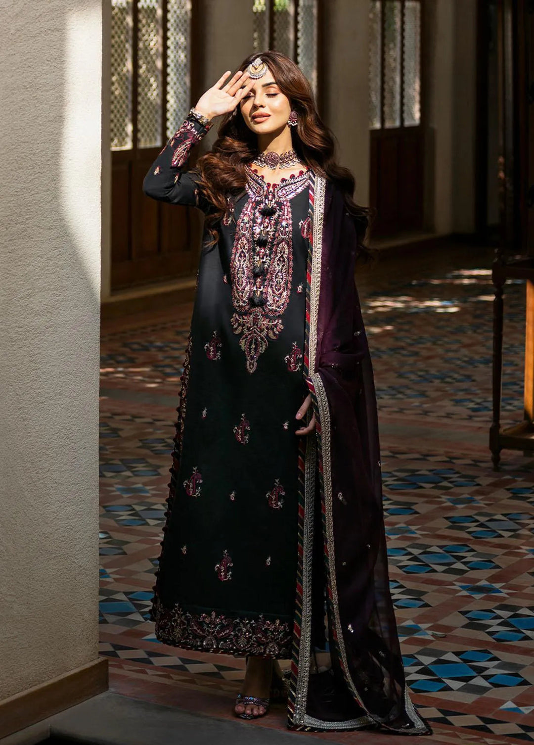 Asim Jofa Embroidered Unstitched Suit 3 Piece AJ23EF AJKM-19 - Festive Collection