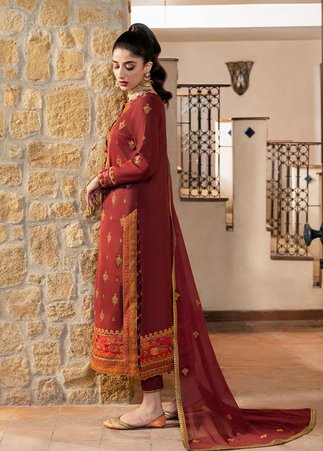 Asim Jofa Embroidered Unstitched Suit 3 Piece AJ23EF AJKM-20 - Festive Collection