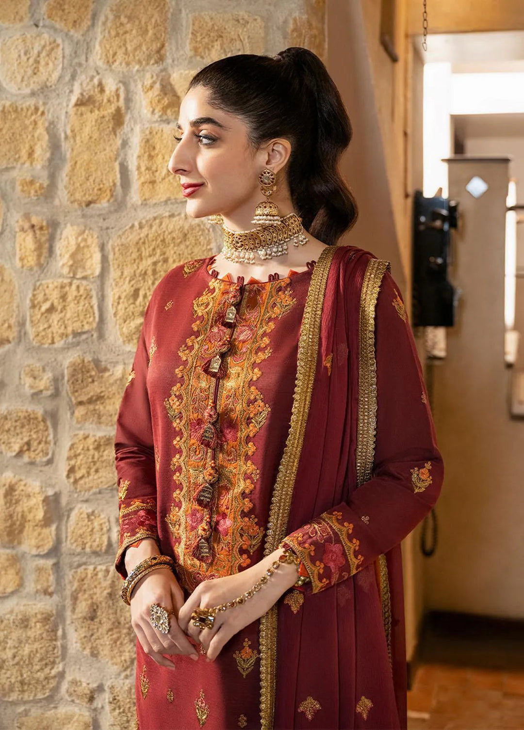 Asim Jofa Embroidered Unstitched Suit 3 Piece AJ23EF AJKM-20 - Festive Collection
