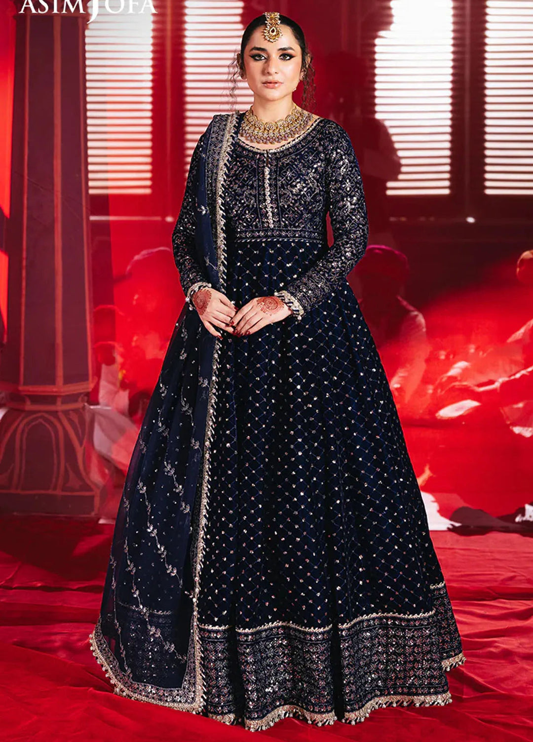 Asim Jofa Embroidered Velvet Suits Unstitched 2 Piece AJ24M AJMV-03 - Luxury Collection