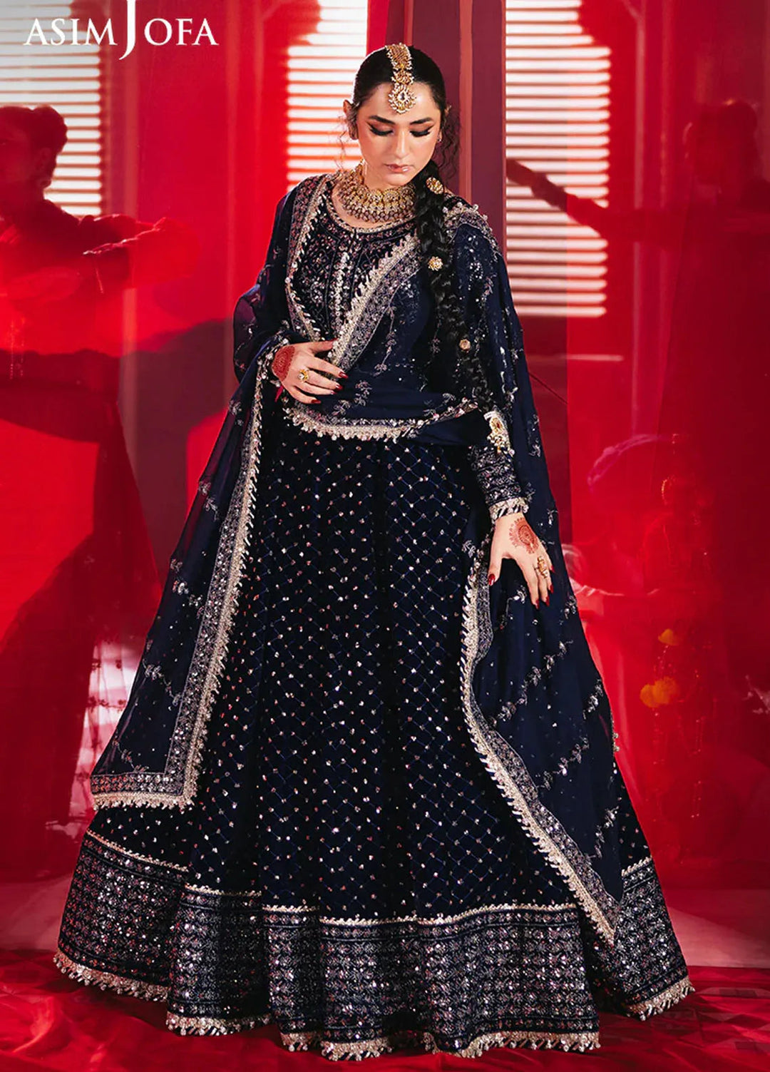 Asim Jofa Embroidered Velvet Suits Unstitched 2 Piece AJ24M AJMV-03 - Luxury Collection