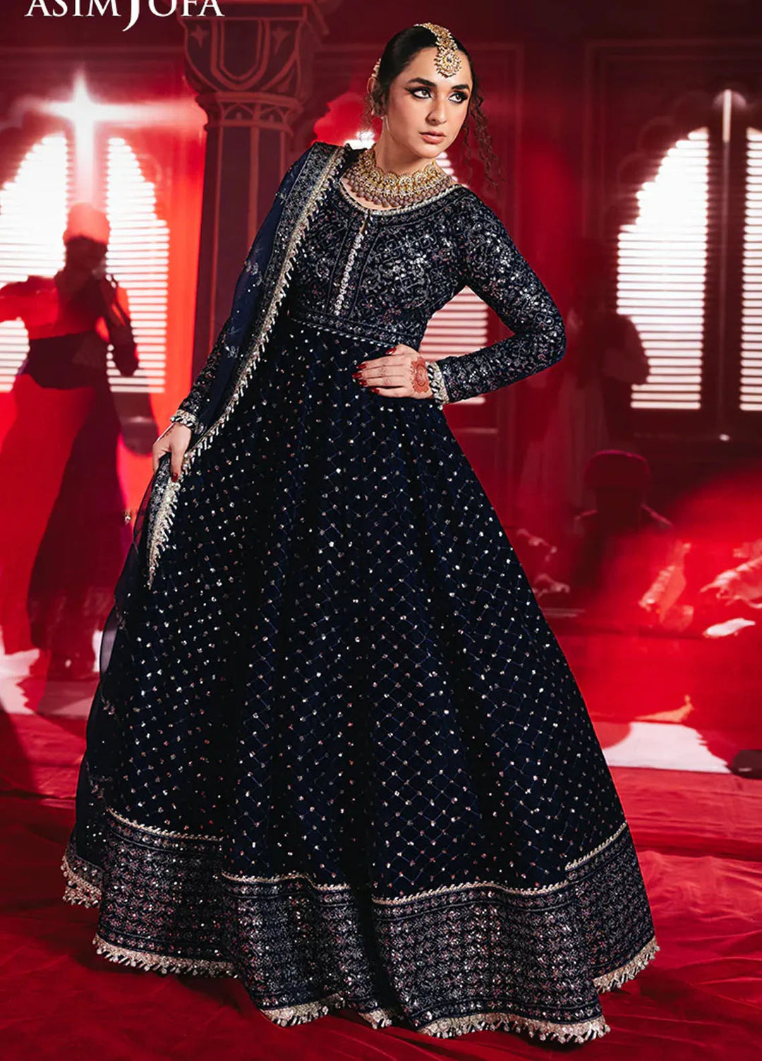 Asim Jofa Embroidered Velvet Suits Unstitched 2 Piece AJ24M AJMV-03 - Luxury Collection
