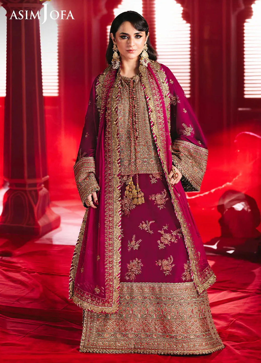 Asim Jofa Embroidered Velvet Suits Unstitched 2 Piece AJ24M AJMV-06 - Luxury Collection