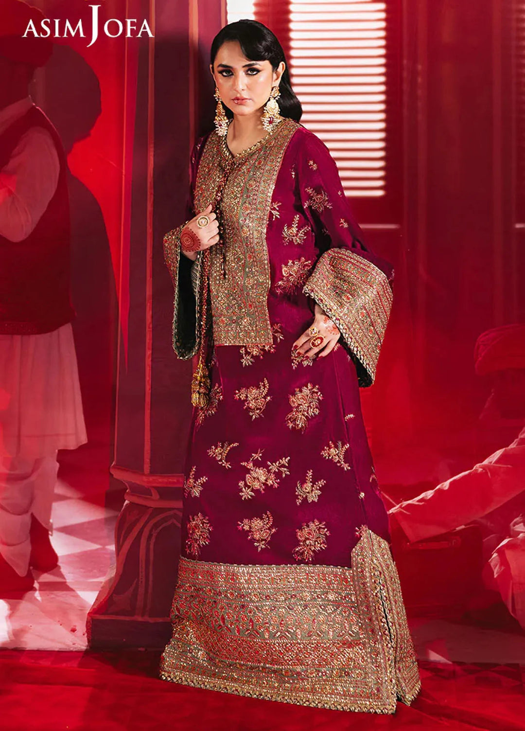 Asim Jofa Embroidered Velvet Suits Unstitched 2 Piece AJ24M AJMV-06 - Luxury Collection