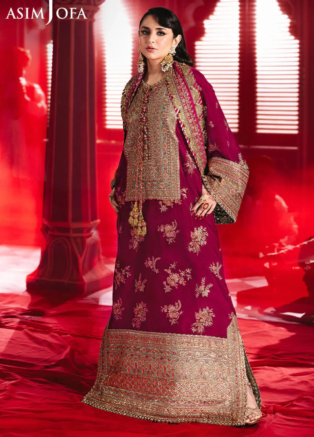 Asim Jofa Embroidered Velvet Suits Unstitched 2 Piece AJ24M AJMV-06 - Luxury Collection