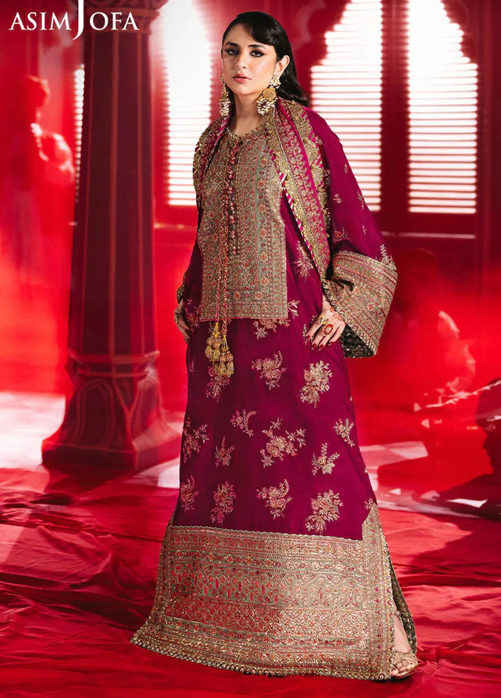 Asim Jofa Embroidered Velvet Suits Unstitched 2 Piece AJ24M AJMV-06 - Luxury Collection