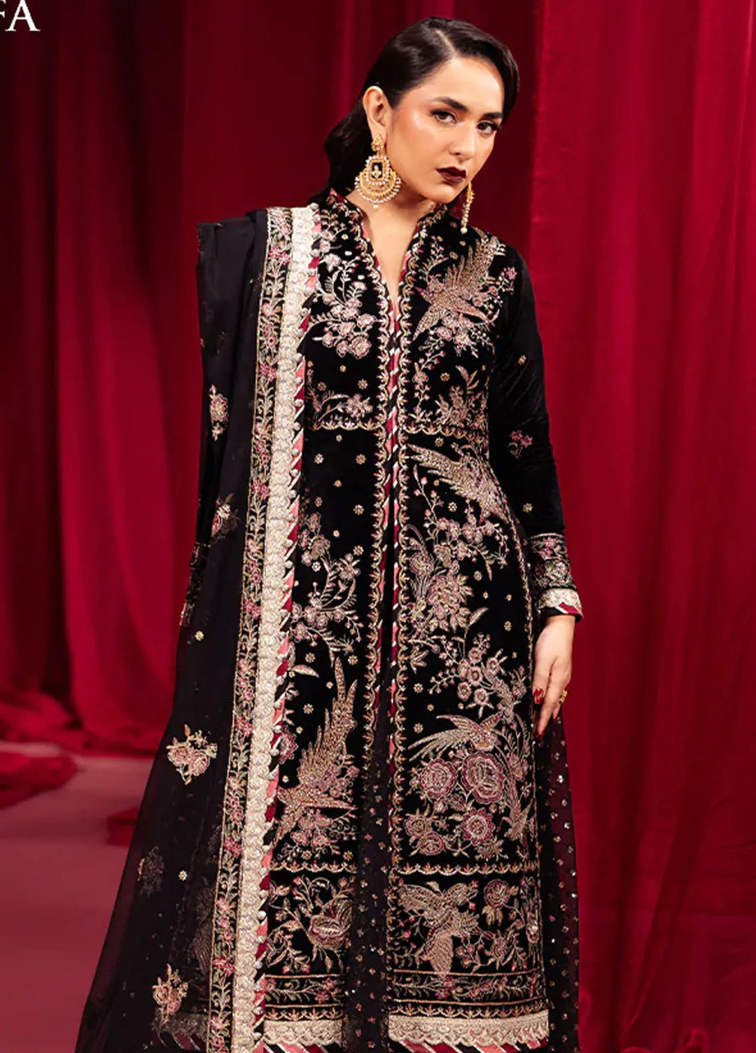 Asim Jofa Embroidered Velvet Suits Unstitched 3 Piece AJ24M AJMV-01 - Luxury Collection