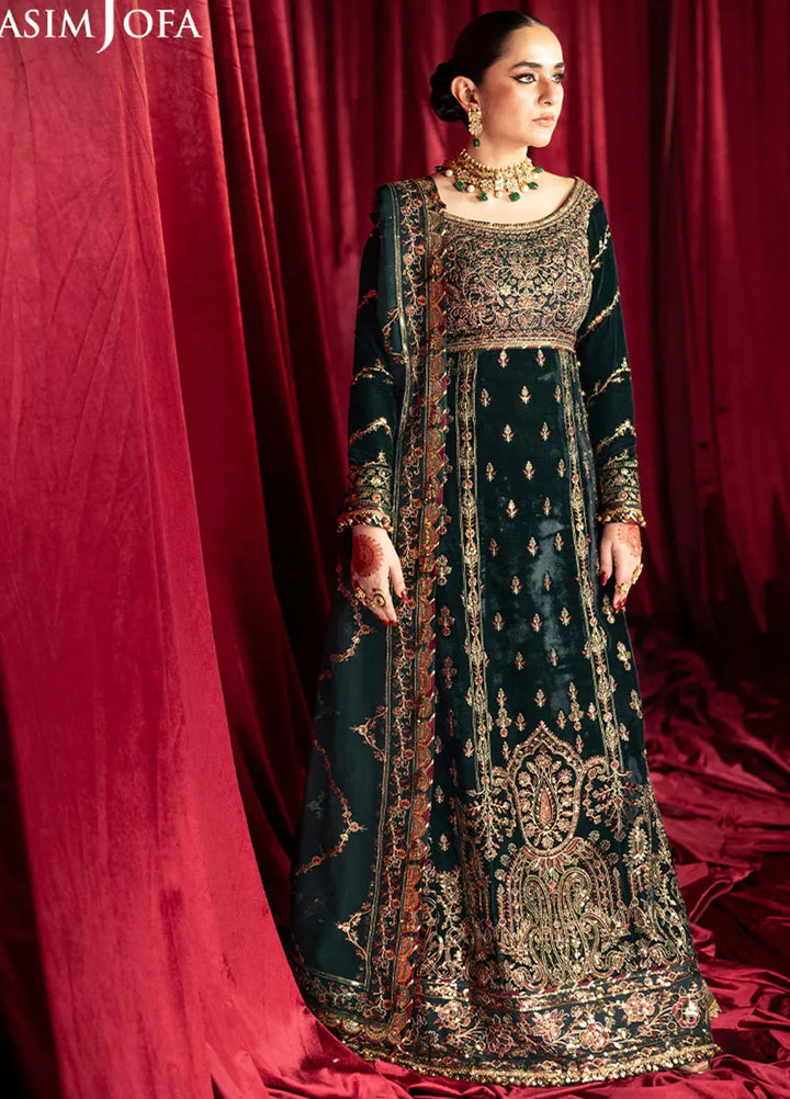 Asim Jofa Embroidered Velvet Suits Unstitched 3 Piece AJ24M AJMV-05 - Luxury Collection