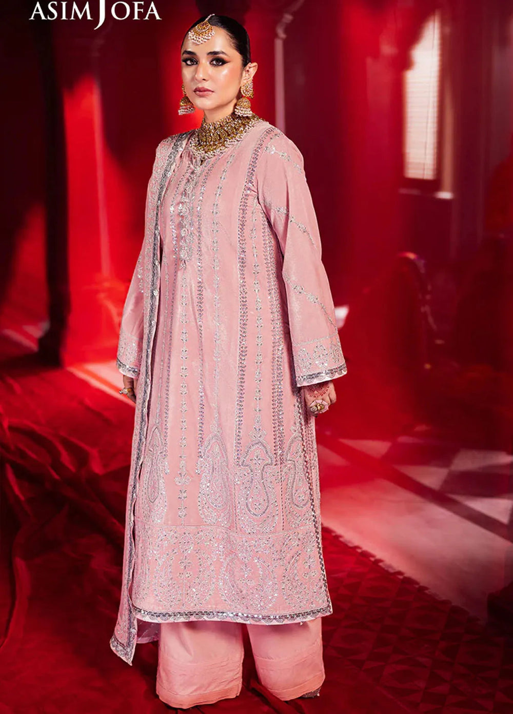 Asim Jofa Embroidered Velvet Suits Unstitched 3 Piece AJ24M AJMV-12 - Luxury Collection