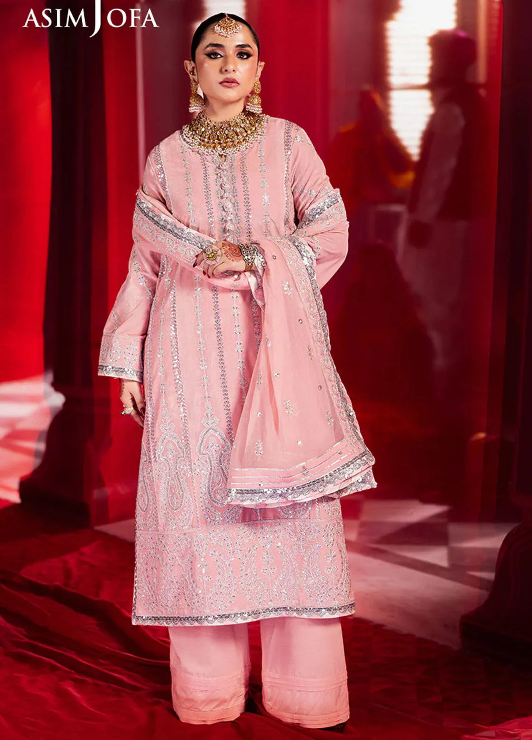 Asim Jofa Embroidered Velvet Suits Unstitched 3 Piece AJ24M AJMV-12 - Luxury Collection