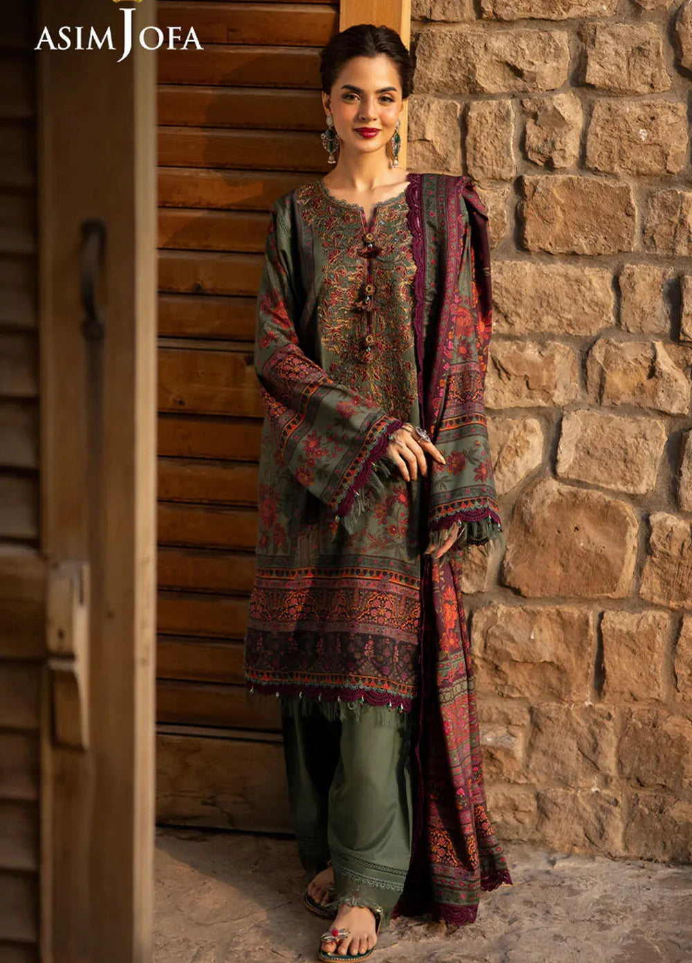 Asim Jofa Embroidered Viscose Suits Unstitched 3 Piece AJ24UW AJUW-17 - Winter Collection