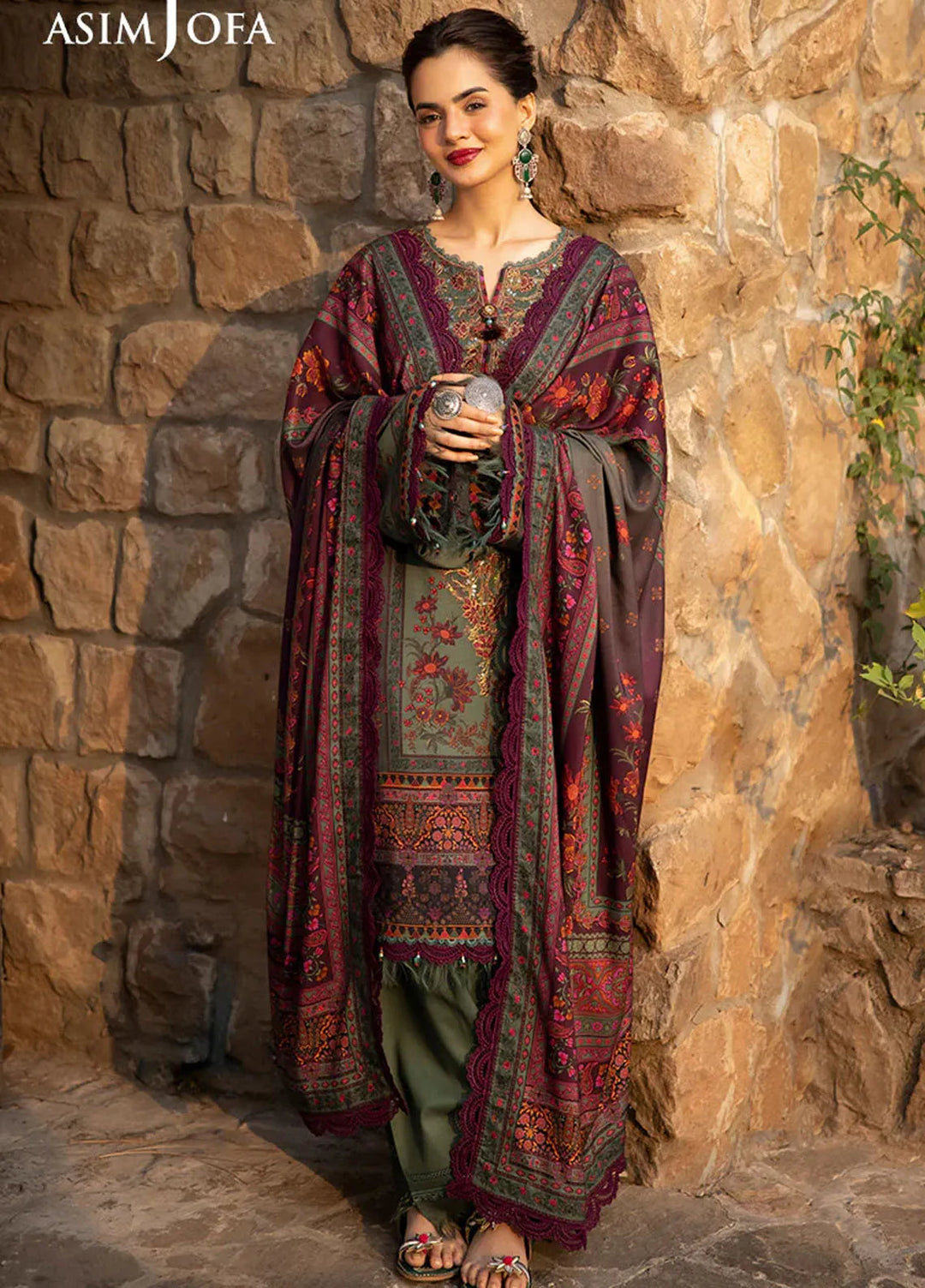 Asim Jofa Embroidered Viscose Suits Unstitched 3 Piece AJ24UW AJUW-17 - Winter Collection