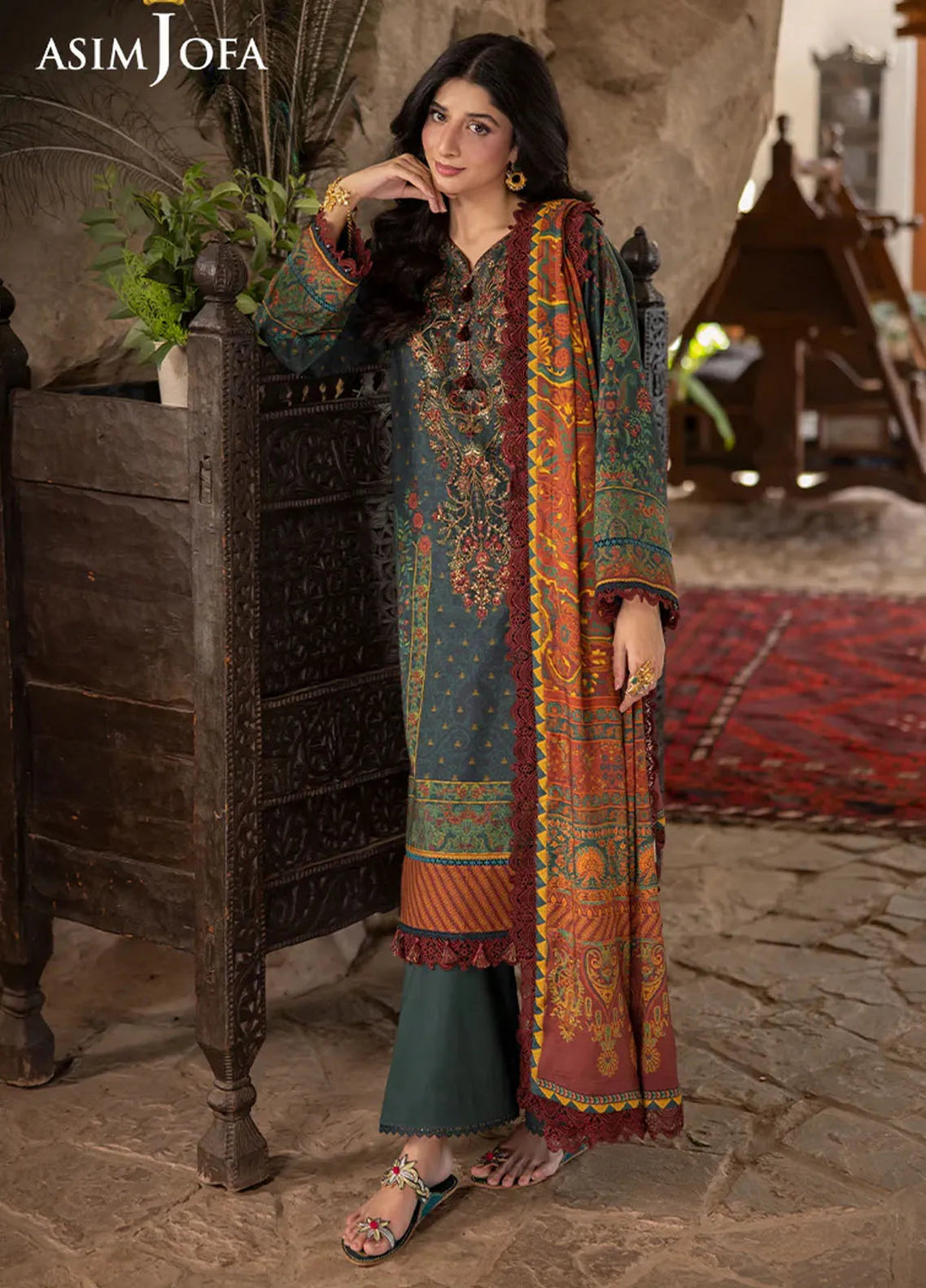 Asim Jofa Embroidered Viscose Suits Unstitched 3 Piece AJ24UW AJUW-21 - Winter Collection