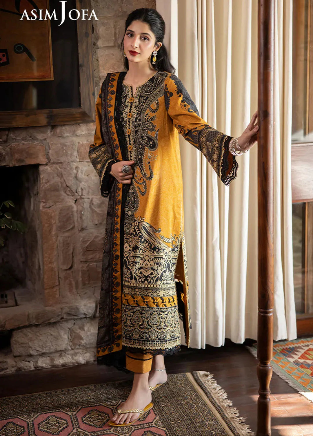 Asim Jofa Embroidered Viscose Suits Unstitched 3 Piece AJ24UW AJUW-23 - Winter Collection