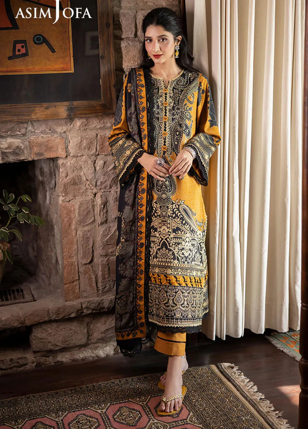 Asim Jofa Embroidered Viscose Suits Unstitched 3 Piece AJ24UW AJUW-23 - Winter Collection