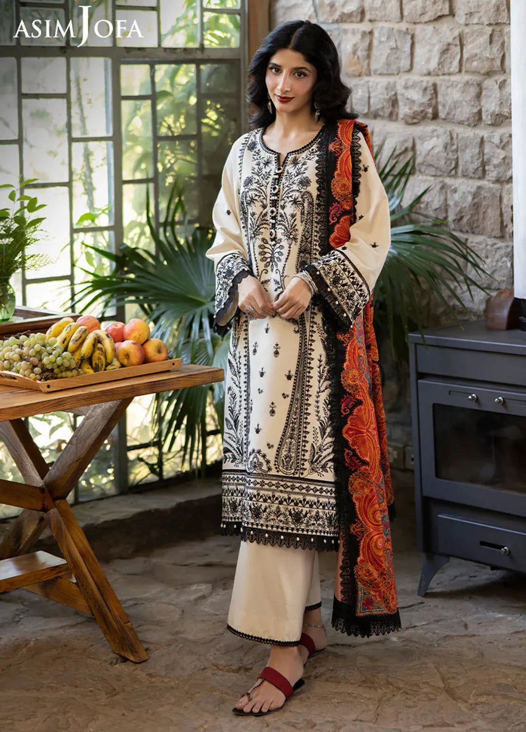 Asim Jofa Embroidered Viscose Suits Unstitched 3 Piece AJ24UW AJUW-26 - Winter Collection