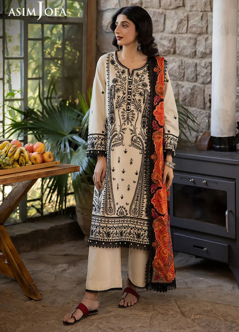 Asim Jofa Embroidered Viscose Suits Unstitched 3 Piece AJ24UW AJUW-26 - Winter Collection
