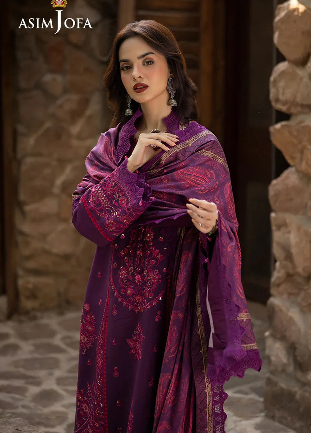 Asim Jofa Embroidered Viscose Suits Unstitched 3 Piece AJ24UW AJUW-29 - Winter Collection