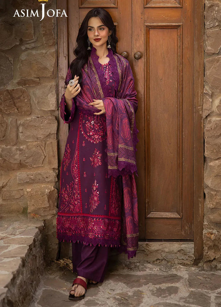 Asim Jofa Embroidered Viscose Suits Unstitched 3 Piece AJ24UW AJUW-29 - Winter Collection