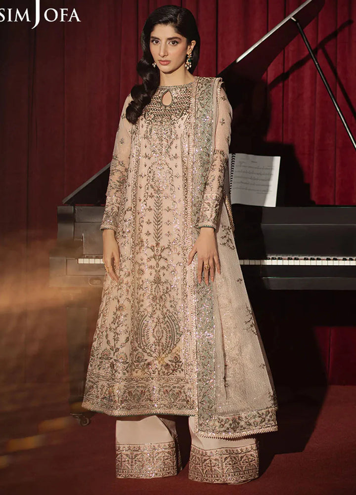 Asim Jofa Embroidered Zari Net Suits Unstitched 3 Piece AJ25PF AJPF-33 - Festive Collection