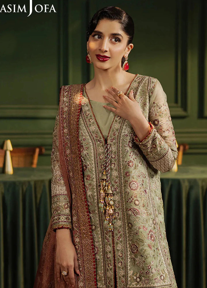 Asim Jofa Embroidered Zari Net Suits Unstitched 3 Piece AJ25PF AJPF-35 - Festive Collection