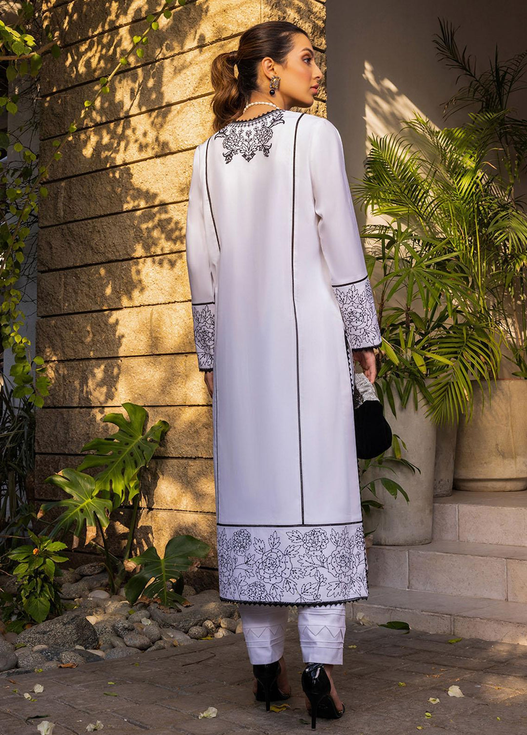 Essential By Asim Jofa Embroidered Cambric  Unstitched Kurti AJ23EE AJPE-03 - Eid Collection