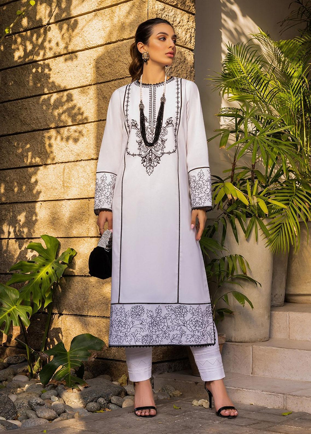 Essential By Asim Jofa Embroidered Cambric  Unstitched Kurti AJ23EE AJPE-03 - Eid Collection