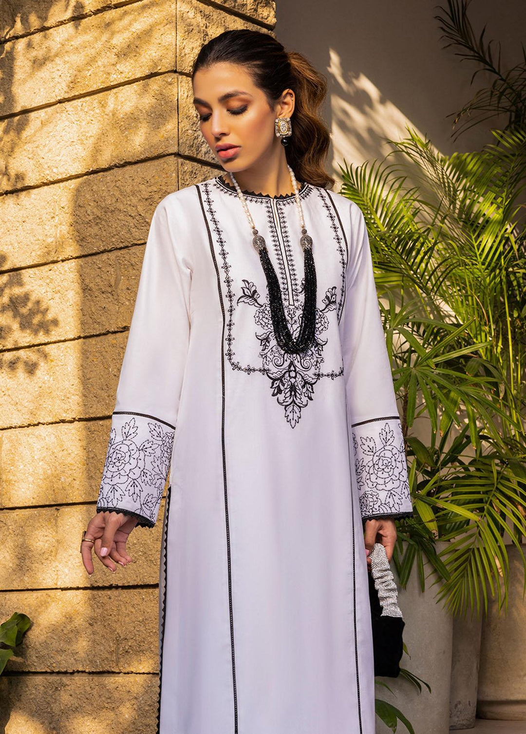 Essential By Asim Jofa Embroidered Cambric  Unstitched Kurti AJ23EE AJPE-03 - Eid Collection