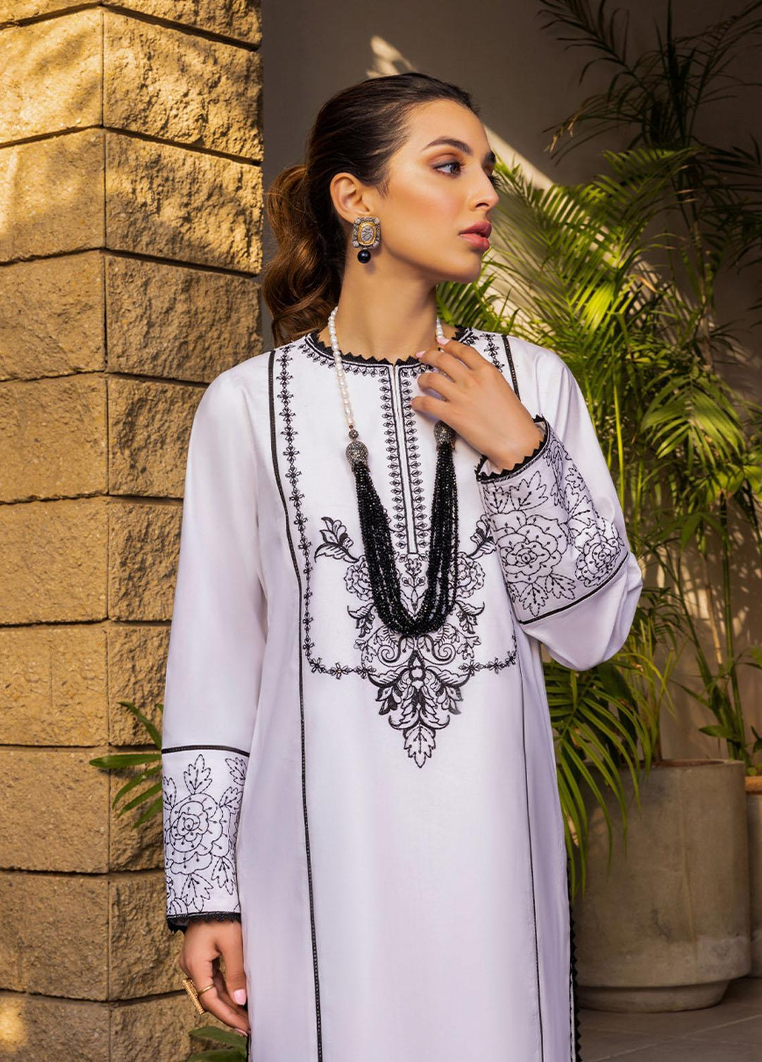 Essential By Asim Jofa Embroidered Cambric  Unstitched Kurti AJ23EE AJPE-03 - Eid Collection