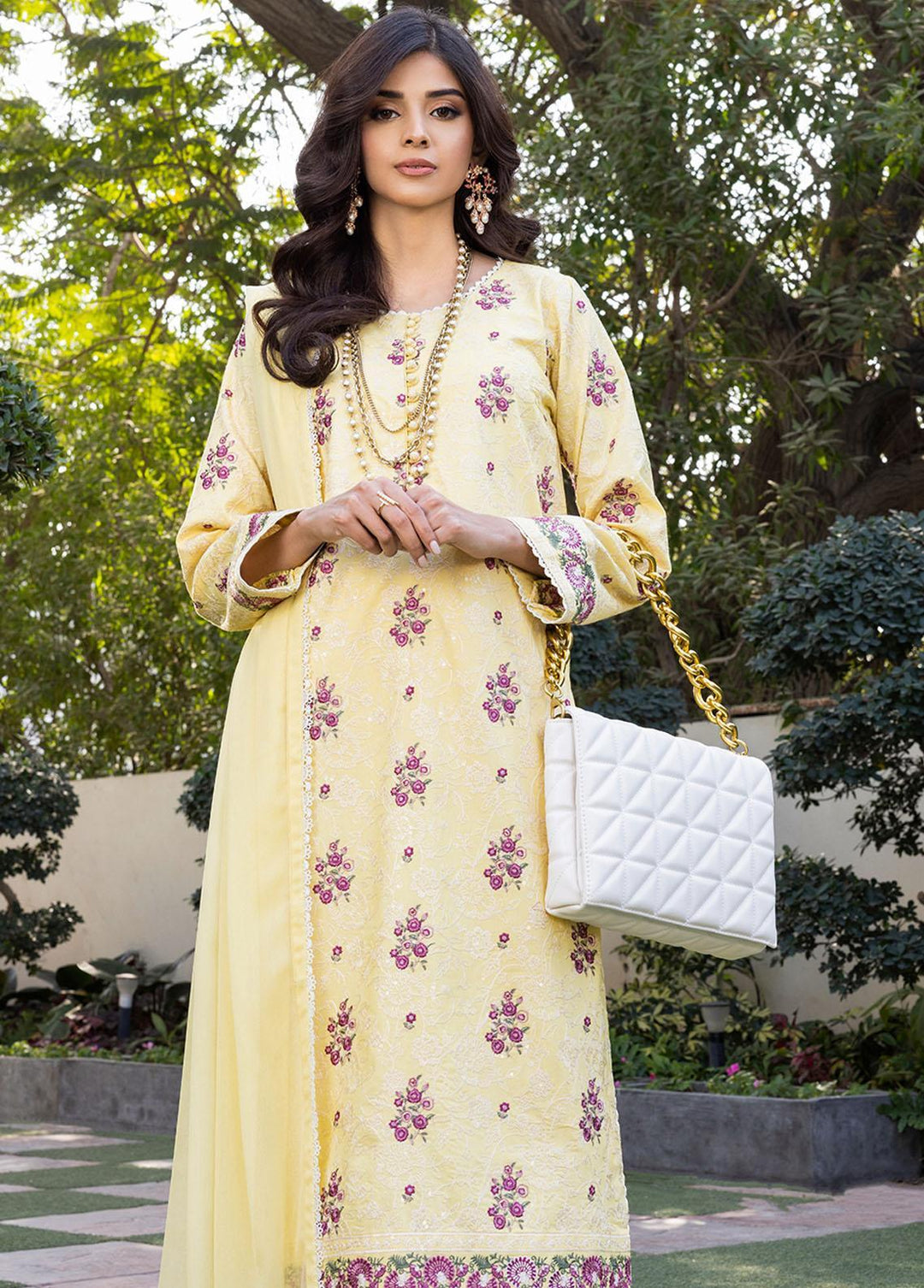 Essential By Asim Jofa Embroidered Cambric Suits Unstitched 3 Piece AJ23EE AJPE-10 - Eid Collection